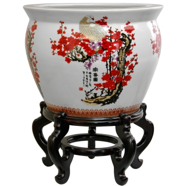 12" Cherry Blossom Porcelain Fishbowl