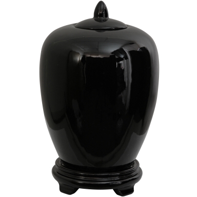 11" Solid Black Porcelain Vase Jar
