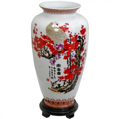 14" Cherry Blossom Porcelain Tung Chi Vase