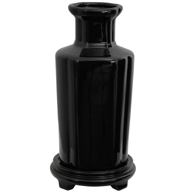12" Solid Black Porcelain Vase