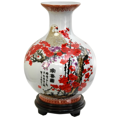 12" Cherry Blossom Porcelain Vase