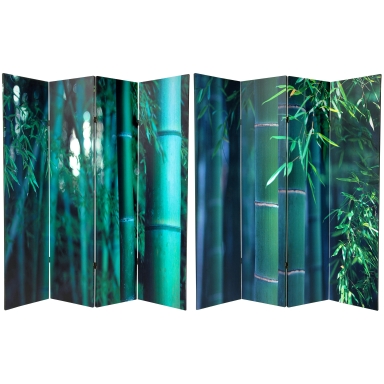 6 ft. Tall Double Sided Bamboo Tree Canvas Room Divider 4 Panel