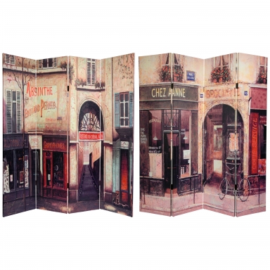 6 ft. Tall Double Sided French Cafe Canvas Room Divider