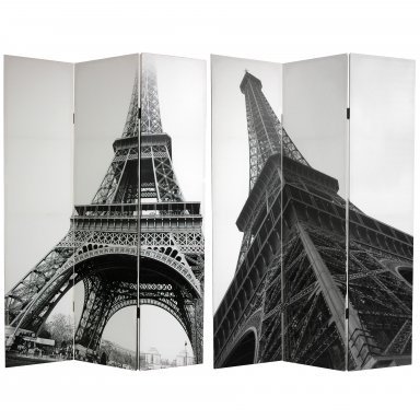 6 ft. Tall Double Sided Eiffel Tower Canvas Room Divider