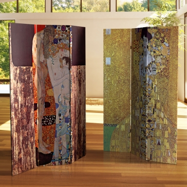 6 ft. Tall Double Sided Works of Klimt Room Divider - Block Bauer/Three Ages of Woman