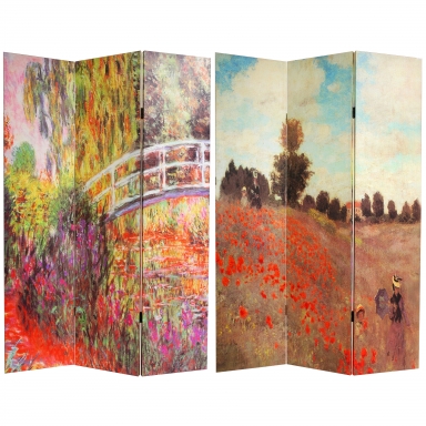 6 ft. Tall Double Sided Works of Monet Canvas Room Divider