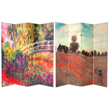 6 ft. Tall Double Sided Works of Monet Canvas Room Divider 4 Panel
