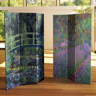 6 ft. Tall Double Sided Works of Monet Canvas Room Divider - Water Lily/Garden