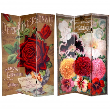 6 ft. Tall Double Sided Flower Seeds Canvas Room Divider - Roses