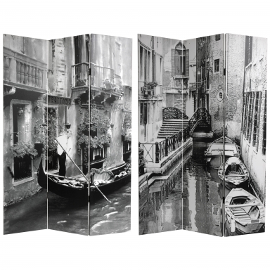 6 ft. Tall Double Sided Scenes of Venice Canvas Room Divider