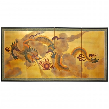 36" Dragon in the Sky on Gold Leaf